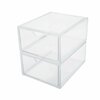 Martha Stewart Brody 2 Pack Plastic Stackable Office Desktop Organizer Boxes with Drawer, 6 x 7.5 BE-PB4512-2-CLR-MS
